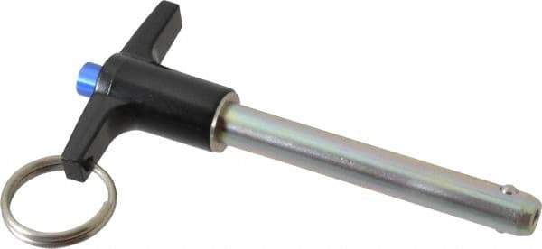 Gibraltar - 3/8" Diam, 2-1/2" Usable Length, T Handle, Quick Release Pin - Grade 4130 Steel, Zinc-Plated Finish - Eagle Tool & Supply