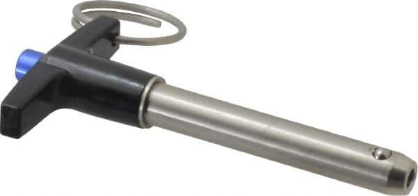 Gibraltar - 3/8" Diam, 2" Usable Length, T Handle, Quick Release Pin - Grade 304 Stainless Steel, Bright Finish - Eagle Tool & Supply