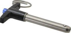 Gibraltar - 3/8" Diam, 2" Usable Length, T Handle, Quick Release Pin - Grade 304 Stainless Steel, Bright Finish - Eagle Tool & Supply