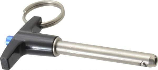 Gibraltar - 5/16" Diam, 2" Usable Length, T Handle, Quick Release Pin - Grade 304 Stainless Steel, Bright Finish - Eagle Tool & Supply