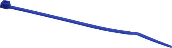 Made in USA - 4-1/8" Long Blue Nylon Standard Cable Tie - 18 Lb Tensile Strength, 1.07mm Thick, 22.23mm Max Bundle Diam - Eagle Tool & Supply