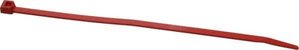 Made in USA - 5.84" Long Red Nylon Standard Cable Tie - 40 Lb Tensile Strength, 1.24mm Thick, 36.42mm Max Bundle Diam - Eagle Tool & Supply