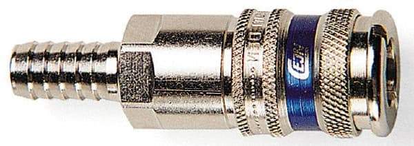 CEJN - Hose Barb Industrial Pneumatic Hose High Flow Coupler - Brass Chrome Plated, 3/8" Body Diam, 1/2" Hose ID - Eagle Tool & Supply