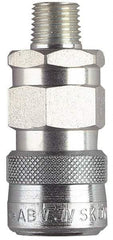 CEJN - 1/2 Male NPT European High Flow Pneumatic Hose High Flow Coupler - Brass Chrome Plated, 3/8" Body Diam - Eagle Tool & Supply