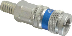 CEJN - Hose Barb Industrial Pneumatic Hose High Flow Coupler - Brass Chrome Plated, 1/2" Body Diam, 1/2" Hose ID - Eagle Tool & Supply