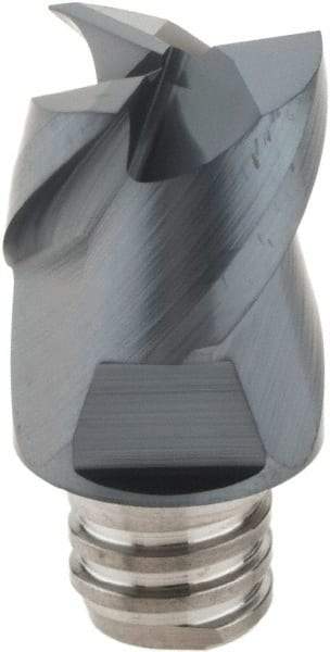 Iscar - MM EC Grade IC908 Carbide End Milling Tip Insert - TiAlN Finish, 3 Flutes, 12.7mm Cutting Diam, 9.5mm Depth of Cut, 16.5mm Extension, 45° Helix - Eagle Tool & Supply