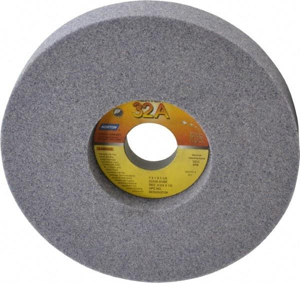 Norton - 7" Diam x 1-1/4" Hole x 1" Thick, K Hardness, 46 Grit Surface Grinding Wheel - Aluminum Oxide, Type 5, Coarse Grade, 3,600 Max RPM, Vitrified Bond, One-Side Recess - Eagle Tool & Supply