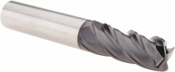 SGS - 1/2", 4 Flute, Single End, Solid Carbide, 0.0250 - 0.0300" Corner Radius End Mill - 3-1/4" OAL, Right Hand Flute, 1-1/4" LOC, Right Hand Cut - Eagle Tool & Supply