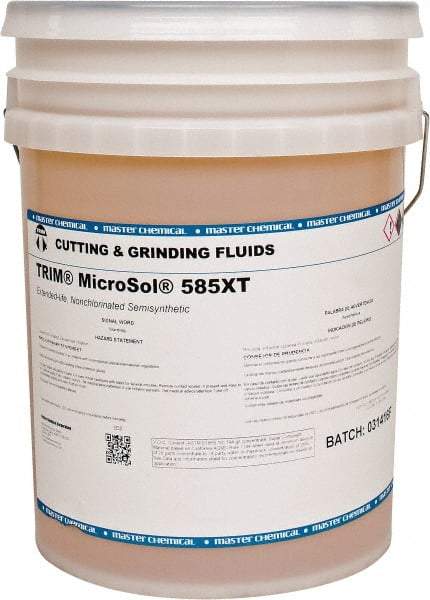 Master Fluid Solutions - Trim MicroSol 585XT, 5 Gal Pail Cutting & Grinding Fluid - Semisynthetic, For Machining - Eagle Tool & Supply