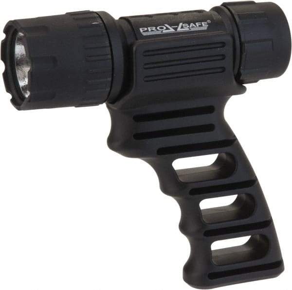PRO-SAFE - White LED Bulb, 120 Lumens, Industrial/Tactical Flashlight - Black Plastic Body, 3 AAA Alkaline Batteries Not Included - Eagle Tool & Supply