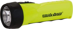 PRO-SAFE - White LED Bulb, 77 Lumens, Industrial/Tactical Flashlight - Yellow Plastic Body, 4 AA Alkaline Batteries Not Included - Eagle Tool & Supply
