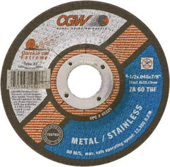 Camel Grinding Wheels - 60 Grit, 6" Wheel Diam, 7/8" Arbor Hole, Type 27 Depressed Center Wheel - Medium Grade, Zirconia Alumina, Resinoid Bond, T Hardness, 10,200 Max RPM - Eagle Tool & Supply