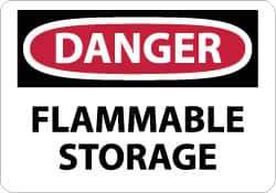 NMC - "Danger - Flammable Storage", 7" Long x 10" Wide, Aluminum Safety Sign - Rectangle, 0.04" Thick, Use for Hazardous Materials - Eagle Tool & Supply