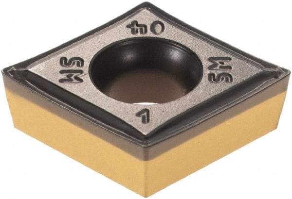 Iscar - CCMT431 SM Grade IC8250 Carbide Turning Insert - TiCN/Al2O3/TiN Finish, 80° Diamond, 1/2" Inscr Circle, 3/16" Thick, 1/64" Corner Radius - Eagle Tool & Supply