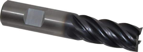 Kennametal - 3/4", 1-1/4" LOC, 3/4" Shank Diam, 4" OAL, 5 Flute, Solid Carbide Square End Mill - Single End, AlTiN Finish, Spiral Flute, Variable° Helix, Right Hand Cut, Right Hand Flute, Series UCDE - Eagle Tool & Supply