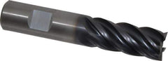 Kennametal - 3/4", 1-1/4" LOC, 3/4" Shank Diam, 4" OAL, 5 Flute, Solid Carbide Square End Mill - Single End, AlTiN Finish, Spiral Flute, Variable° Helix, Right Hand Cut, Right Hand Flute, Series UCDE - Eagle Tool & Supply