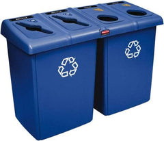 Rubbermaid - 92 Gal Blue Square Recycling Container - Plastic, 35" High x 53" Long x 24" Wide - Eagle Tool & Supply