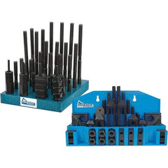 Gibraltar - 52 Piece Fixturing Step Block & Clamp Set with 1" Step Block, 11/16" T-Slot, 5/8-11 Stud Thread - 1-1/8" Nut Width, 4, 5, 3, 6, 7 & 8" Stud Lengths - Eagle Tool & Supply