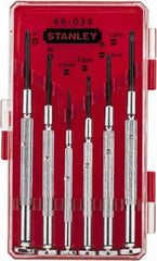 Stanley - 6 Piece Phillips & Slotted Screwdriver Set - Steel Handle, Bit Sizes: Philips #0 to #1 - Eagle Tool & Supply