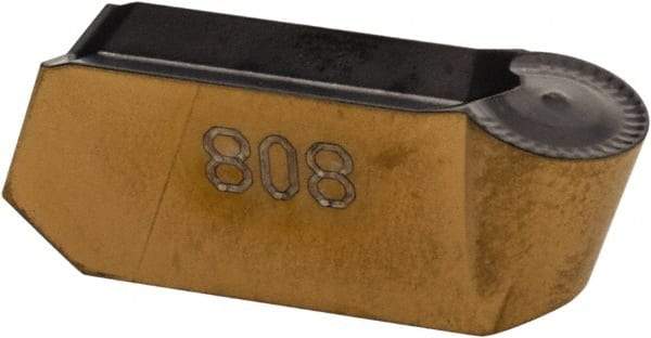 Iscar - 525GIMY F Grade IC808, 5mm Cutting Width Carbide Grooving Insert - 2.5mm Max Depth of Cut, Neutral, 2.5mm Corner Radius, TiAlN Finish - Eagle Tool & Supply