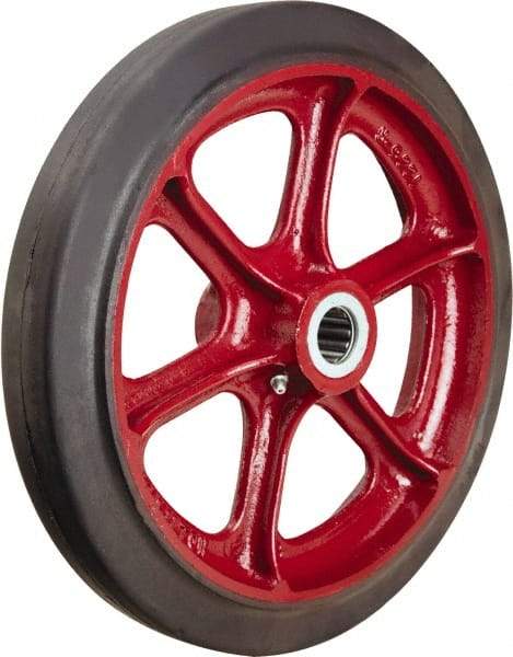 Hamilton - 12 Inch Diameter x 2 Inch Wide, Rubber on Cast Iron Caster Wheel - 690 Lb. Capacity, 2-3/4 Inch Hub Length, 1 Inch Axle Diameter, Straight Roller Bearing - Eagle Tool & Supply
