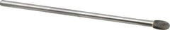 Made in USA - 3/8" Cut Diam, 1/4" Shank Diam, Oval Head Single Cut Burr - Carbide, Radius End, 5/8" LOC, 6" OAL - Eagle Tool & Supply