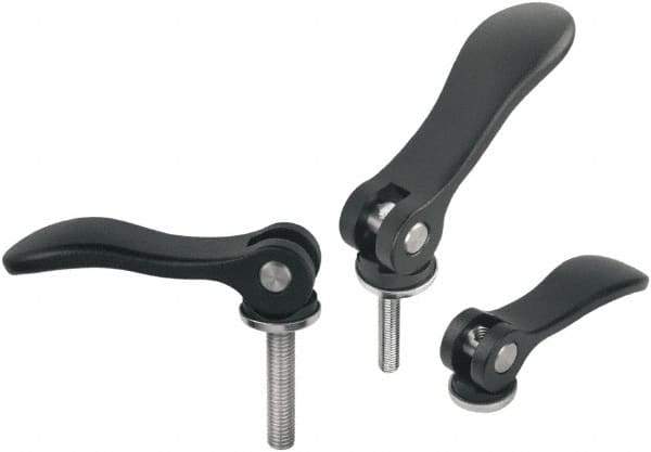 KIPP - #10-32, Aluminum Threaded Stud Adjustable Clamping Handle - 59mm OAL, 17mm High - Eagle Tool & Supply