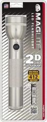 Mag-Lite - White LED Bulb, 168 Lumens, Industrial/Tactical Flashlight - Silver Aluminum Body, 2 D Batteries Not Included - Eagle Tool & Supply