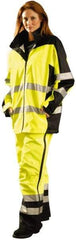 OccuNomix - Size 2XL, Yellow, Rain Jacket - 46-49" Chest, 3 Pockets, Attached Hood - Eagle Tool & Supply