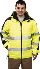 OccuNomix - Size M, Yellow, Rain Jacket - 37-39" Chest, 3 Pockets, Detachable Hood - Eagle Tool & Supply