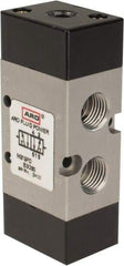 ARO/Ingersoll-Rand - 3/8" Inlet x 3/8" Outlet, Pilot Actuator, Spring Return, 2 Position, Body Ported Solenoid Air Valve - 1.65 CV, 4 Way, 140 psi, 122° Max Temp, 15° Min Temp - Eagle Tool & Supply