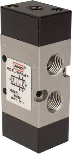 ARO/Ingersoll-Rand - 3/8" Inlet x 3/8" Outlet, Pilot Actuator, Pilot Return, 2 Position, Body Ported Solenoid Air Valve - 1.65 CV, 4 Way, 140 psi, 122° Max Temp, 15° Min Temp - Eagle Tool & Supply