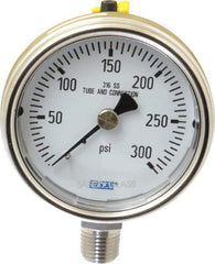 Wika - 2-1/2" Dial, 1/4 Thread, 0-300 Scale Range, Pressure Gauge - Lower Connection Mount, Accurate to 2-1-2% of Scale - Eagle Tool & Supply