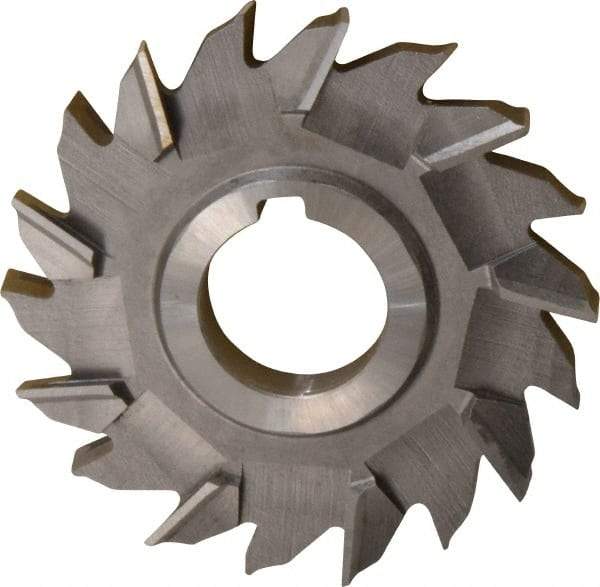 Made in USA - 4" Diam x 1/2" Width of Cut, 18 Teeth, Cobalt Side Milling Cutter - Staggered Teeth, Uncoated - Eagle Tool & Supply