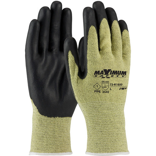 73-K1800/XXL Task Specific Gloves - Maximum Safety - AR/FR Aramid Shell - Black Nitrile Grip - PPE Level 1 - A4 - Exact Industrial Supply
