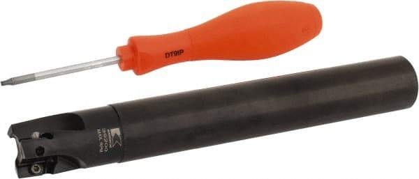 Kennametal - 1" Cut Diam, 0.58" Max Depth of Cut, 1" Shank Diam, 7-1/2" OAL, Indexable Square Shoulder End Mill - EC14.., EP14.. Inserts, Cylindrical Shank, 0° Lead Angle, Through Coolant - Eagle Tool & Supply