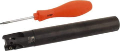 Kennametal - 1" Cut Diam, 0.58" Max Depth of Cut, 1" Shank Diam, 7-1/2" OAL, Indexable Square Shoulder End Mill - EC14.., EP14.. Inserts, Cylindrical Shank, 0° Lead Angle, Through Coolant - Eagle Tool & Supply