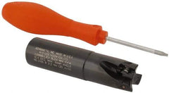 Kennametal - 1" Cut Diam, 0.58" Max Depth of Cut, 1" Shank Diam, 4.03" OAL, Indexable Square Shoulder End Mill - EC14.., EP14.. Inserts, Weldon Shank, 0° Lead Angle, Through Coolant - Eagle Tool & Supply
