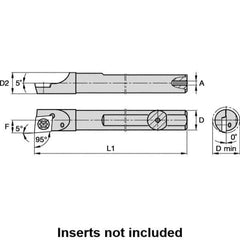 Kennametal - 0.23" Min Bore Diam, 2-1/2" OAL, 0.188" Shank Diam, A-SCLD Indexable Boring Bar - CD.. Insert, Screw Holding Method - Eagle Tool & Supply
