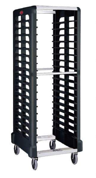 Rubbermaid - 175 Lb Capacity, 23-3/4" Wide x 28-3/4" Long x 67-7/8" High Pan & Tray Cart - 18 Shelf, Plastic, 2 Rigid/2 Swivel Casters - Eagle Tool & Supply