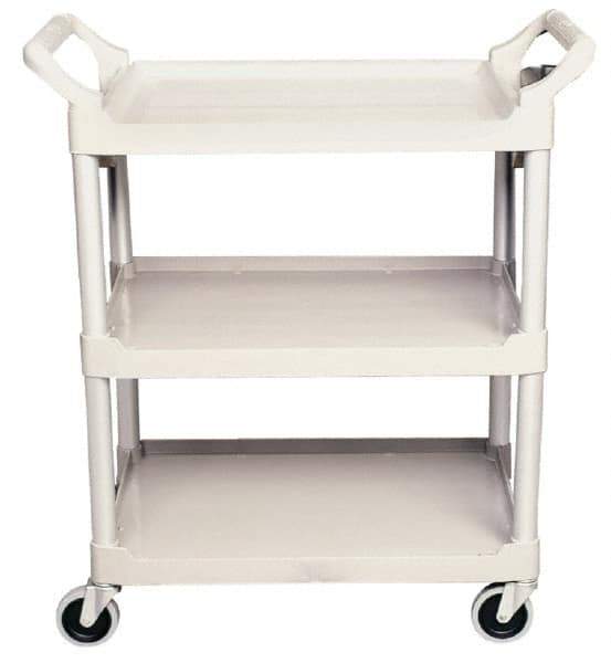 Rubbermaid - 200 Lb Capacity, 18-5/8" Wide x 33-5/8" Long x 37-3/4" High Standard Utility Cart - 3 Shelf, Plastic, Swivel Casters - Eagle Tool & Supply