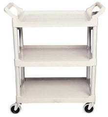 Rubbermaid - 200 Lb Capacity, 18-5/8" Wide x 33-5/8" Long x 37-3/4" High Standard Utility Cart - 3 Shelf, Plastic, Swivel Casters - Eagle Tool & Supply