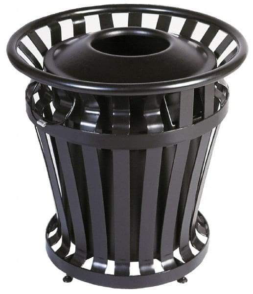 Rubbermaid - 20 Gal Black Round Trash Can - Steel, 27-1/2" High - Eagle Tool & Supply