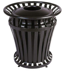 Rubbermaid - Black Round Trash Can - Steel, 32" High - Eagle Tool & Supply