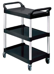 Rubbermaid - 200 Lb Capacity, 18-5/8" Wide x 33-5/8" Long x 37-3/4" High Standard Utility Cart - 3 Shelf, Plastic, Swivel Casters - Eagle Tool & Supply