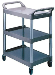 Rubbermaid - 200 Lb Capacity, 18-5/8" Wide x 33-5/8" Long x 37-3/4" High Standard Utility Cart - 3 Shelf, Plastic, Swivel Casters - Eagle Tool & Supply
