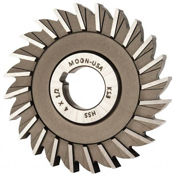 Made in USA - 4" Diam x 1/2" Width of Cut, 24 Teeth, High Speed Steel Side Milling Cutter - Straight Teeth, Uncoated - Eagle Tool & Supply