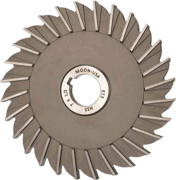 Made in USA - 7" Diam x 1/2" Width of Cut, 28 Teeth, High Speed Steel Side Milling Cutter - Straight Teeth, Uncoated - Eagle Tool & Supply