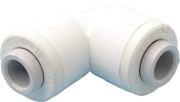 Parker - 1/4" Outside Diam, Polypropylene Push-to-Connect Tube Union Elbow - 150 Max psi, Tan - Eagle Tool & Supply