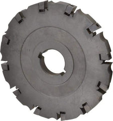 APT - Arbor Hole Connection, 0.485" Cutting Width, 2-1/16" Depth of Cut, 6" Cutter Diam, 1-1/4" Hole Diam, 12 Tooth Indexable Slotting Cutter - SM61 Toolholder, CTA 4 Insert, Neutral Cutting Direction - Eagle Tool & Supply